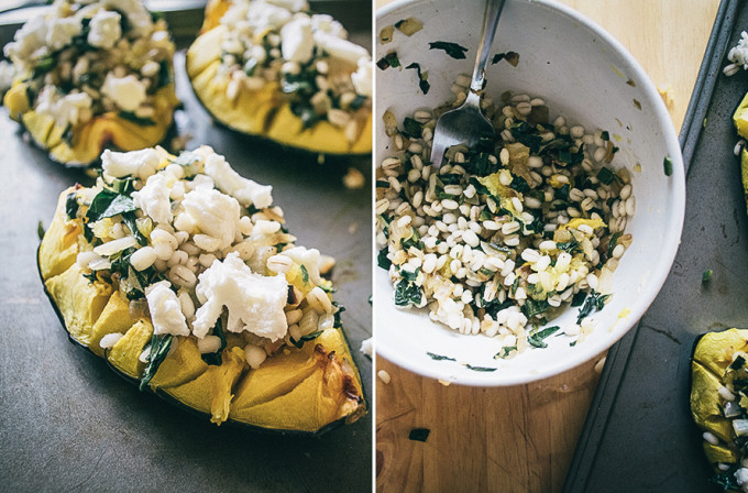 Acorn Squash with Kale Barley and Goat CHeese-10