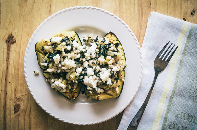 Acorn Squash with Kale Barley and Goat CHeese-11