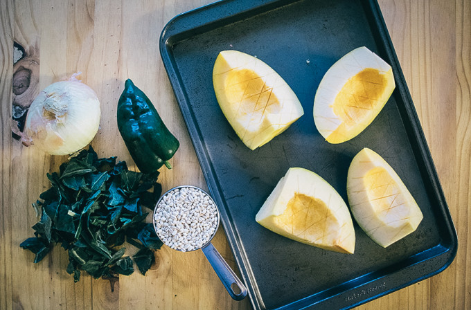 Acorn Squash with Kale Barley and Goat CHeese-3