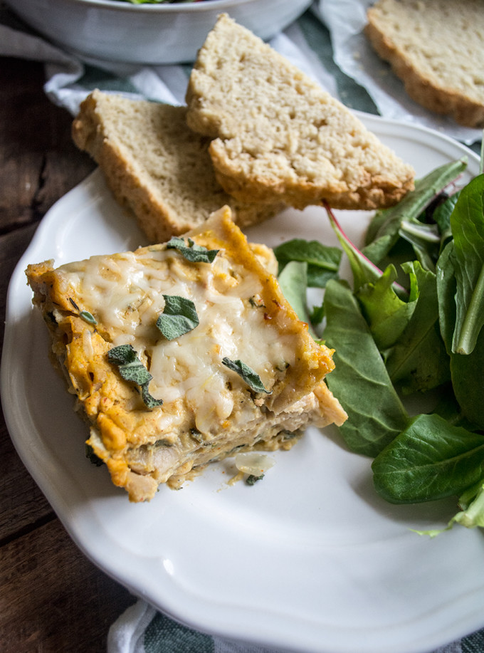 Three Cheese Butternut Squash and Spinach Lasagna | Lemons and Basil 
