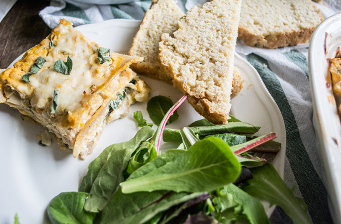 Three Cheese Butternut Squash and Spinach Lasagna | Lemons and Basil 