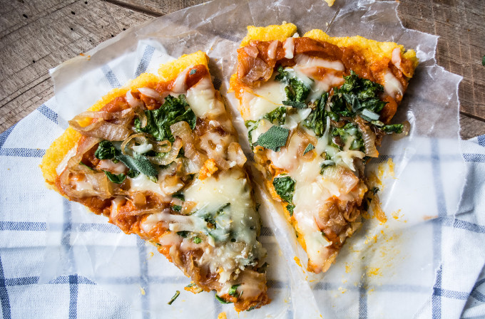 Polenta Pizza with Kabocha Squash and Kale | Lemons and Basil 