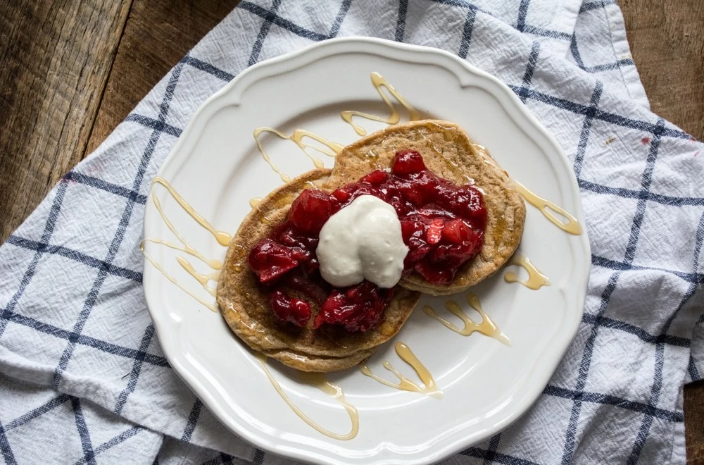 Gluten-Free Pancakes with Cranberry Apple Compote | Lemons and Basil