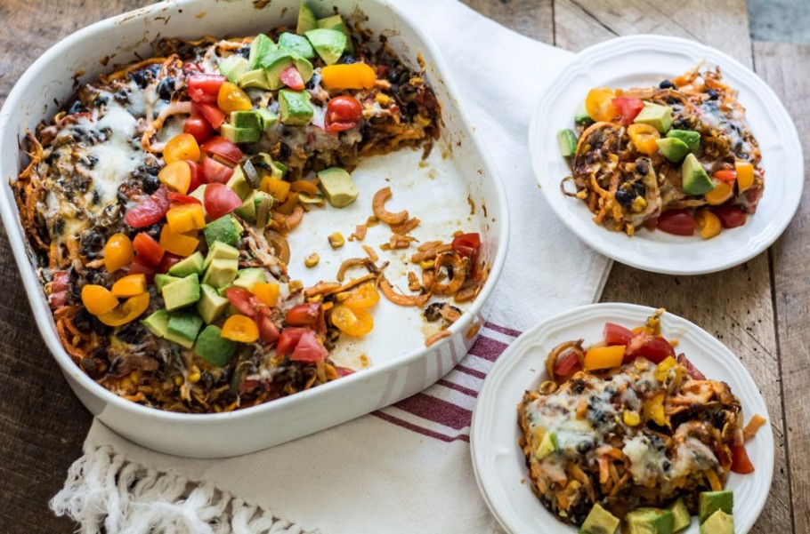 Sweet Potato Mexican Casserole with Roasted Corn and Black Beans | Lemons and Basil 