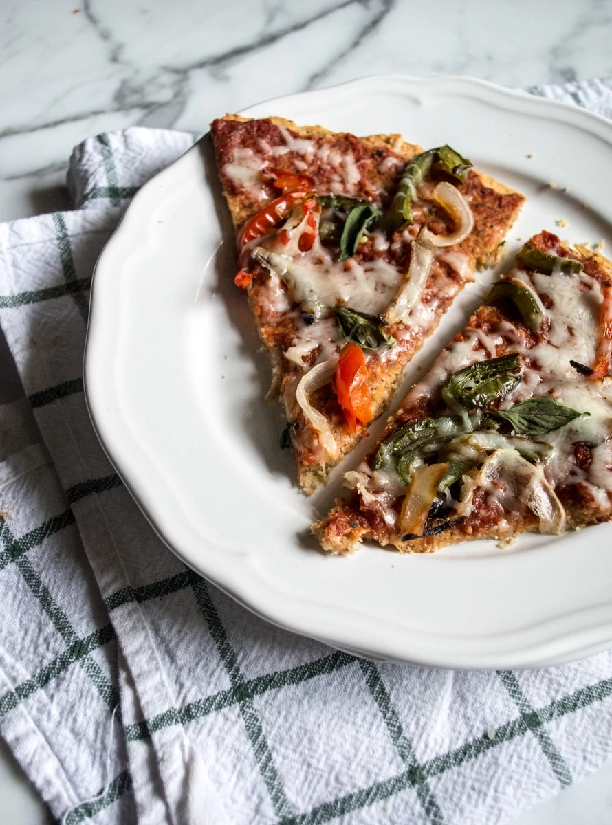 Rustic Roasted Veggie Pizza with Lentil Crust | Lemons and Basil 