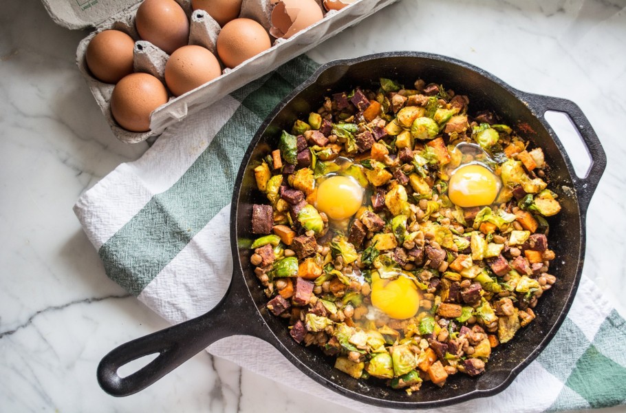 Sweet Potato and Brussels Sprouts Breakfast Bowl | Lemons and Basil