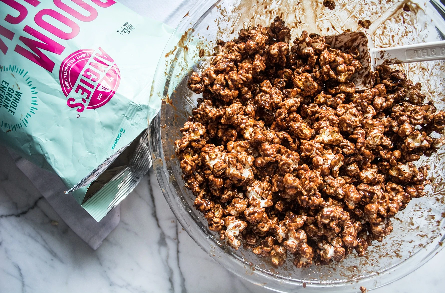 Chocolate Peanut Butter Popcorn Bars + Angie's BOOMCHICKAPOP | Lemons and Basil