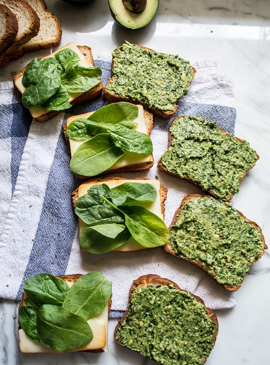 Easy Spinach Pesto Grilled Cheese | Lemons and Basil