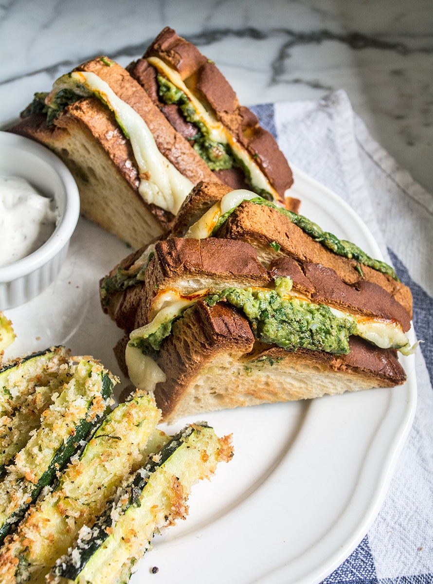 Easy Spinach Pesto Grilled Cheese | Lemons and Basil
