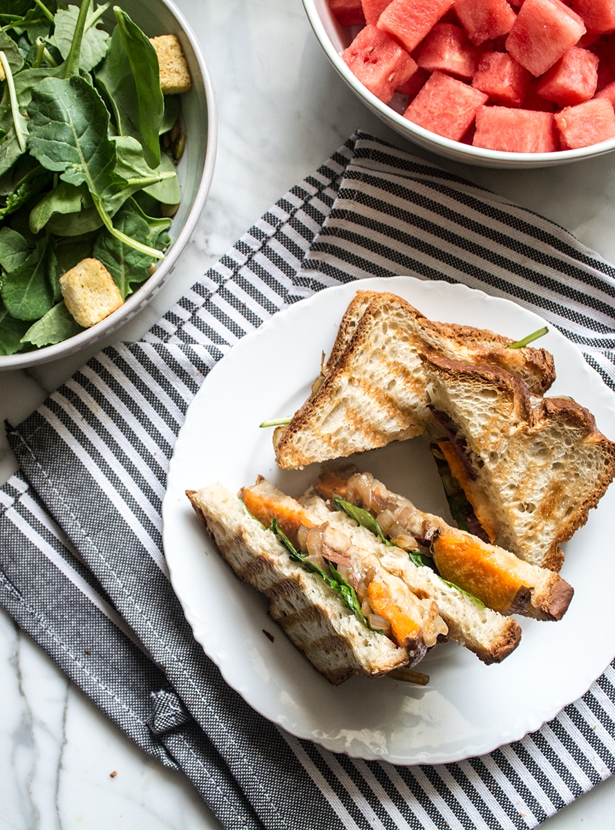 Grilled Veggie Sandwich with Aged Cheddar and Balsamic Reduction | Lemons and Basil