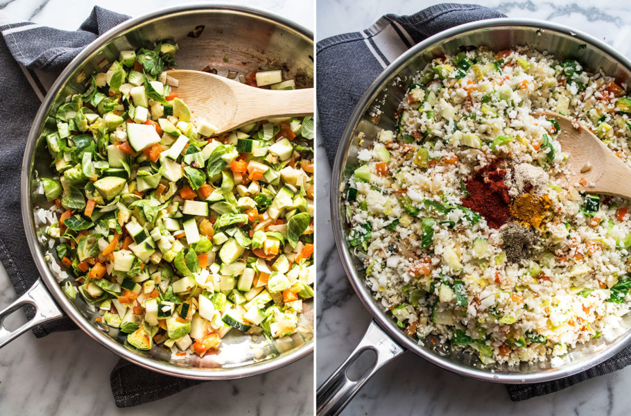 Veggie and Egg Cauliflower Rice Bowls | Lemons and Basil
