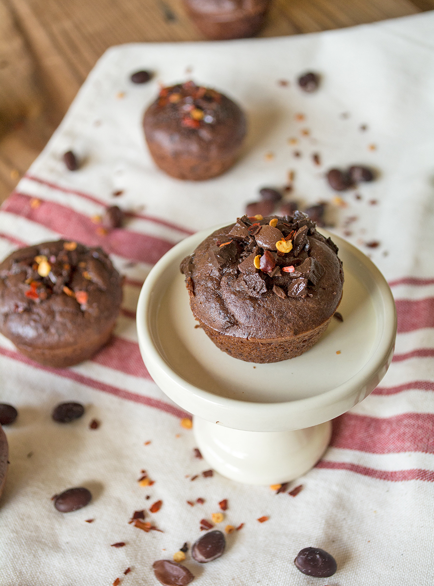 Fudgy Flourless Chocolate Chili Muffins | Lemons and Basil