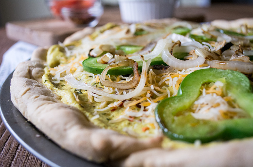 Cauliflower Alfredo Veggie Pizza Lemons and Basil