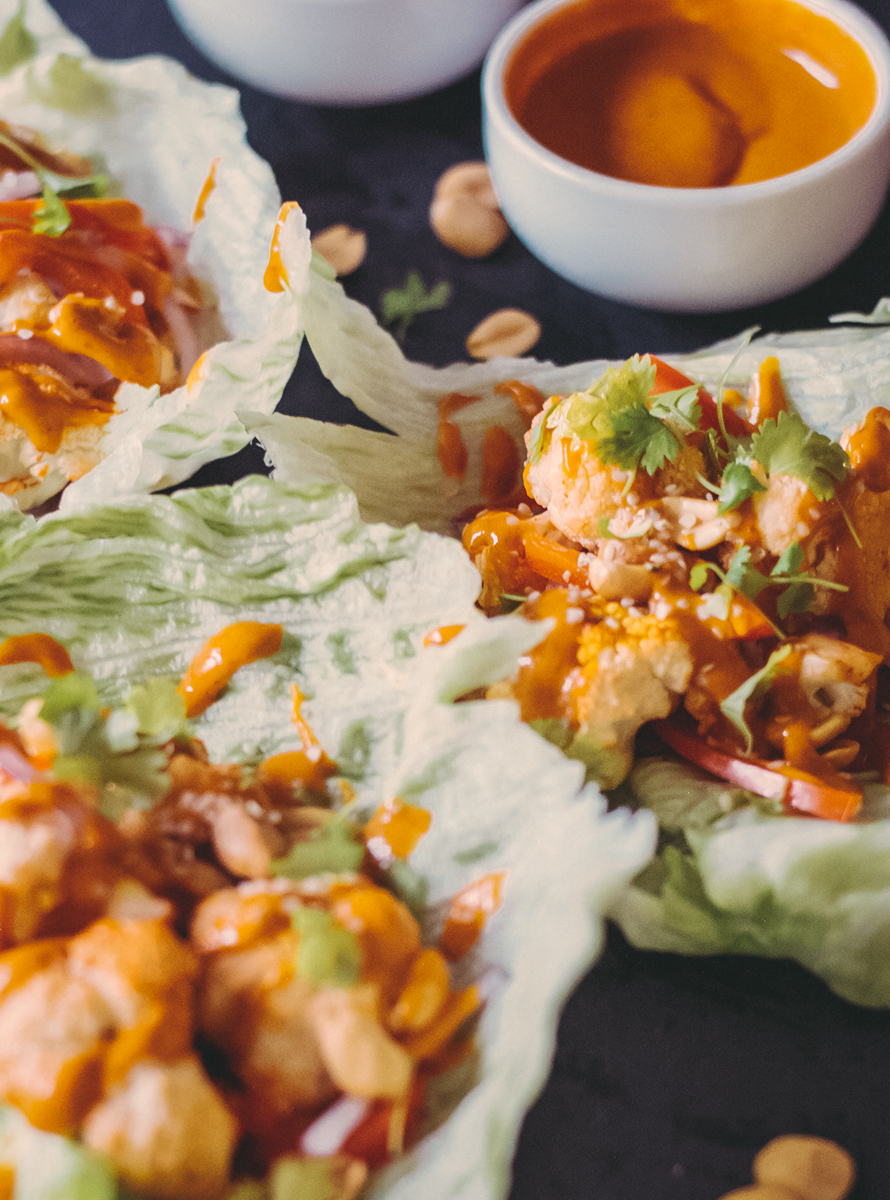 Asian Cauliflower Lettuce Wraps Lemons and Basil