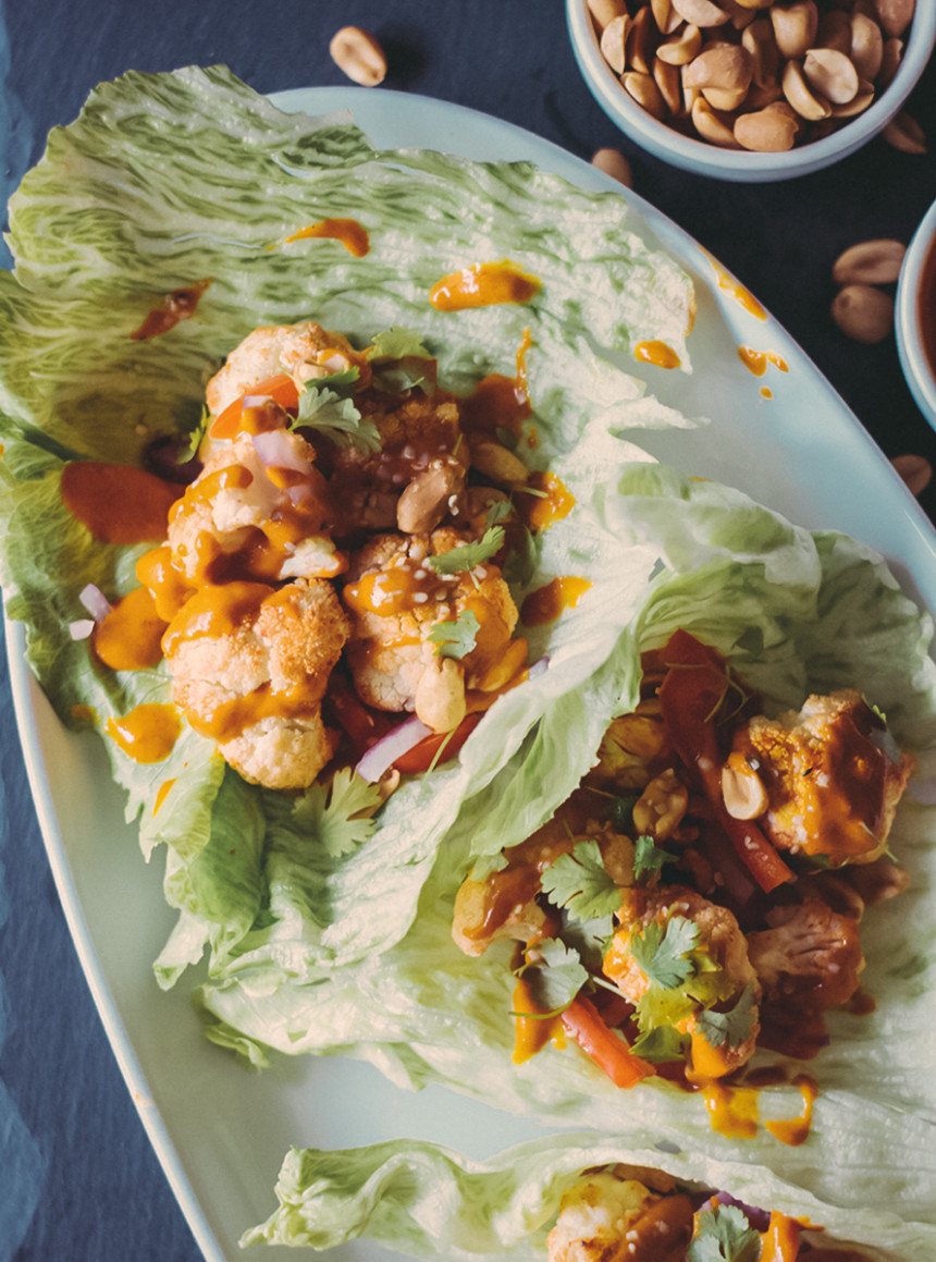 Asian Cauliflower Lettuce Wraps Lemons and Basil