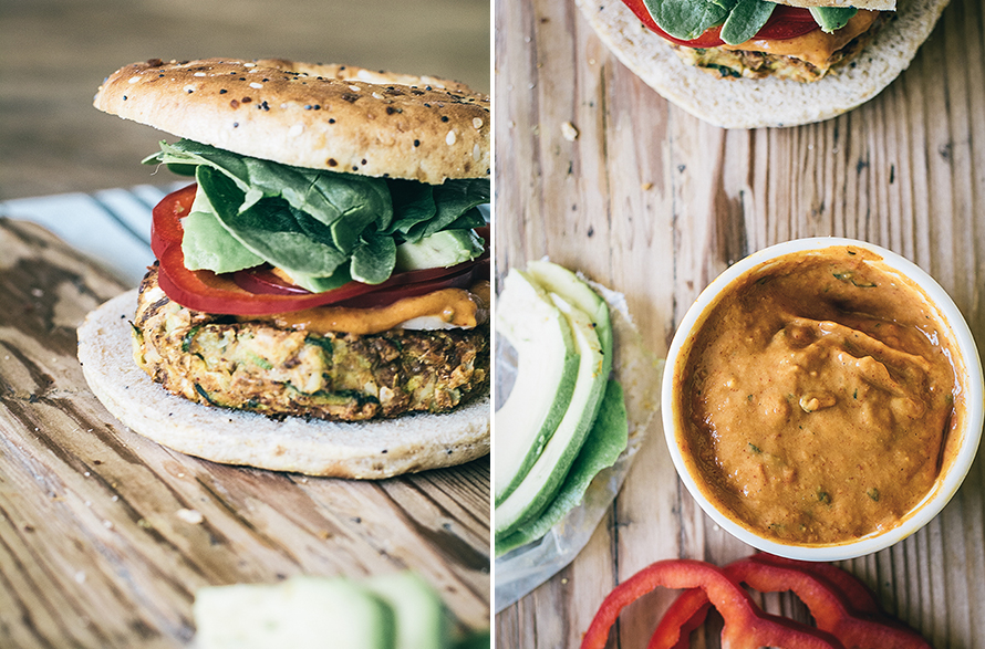 Vegetarian Zucchini White Bean Burgers Lemons and Basil