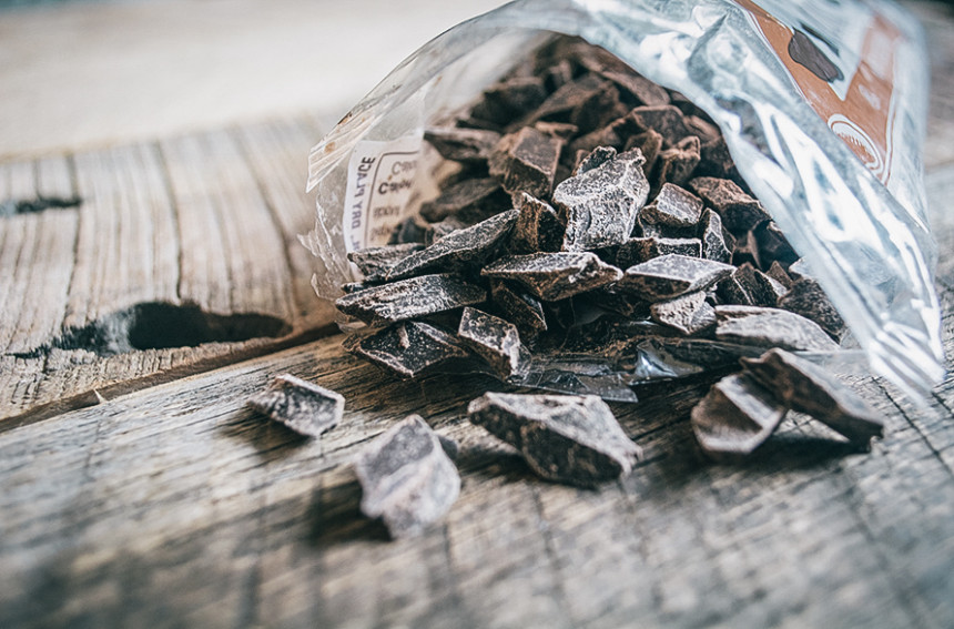 Dark Chocolate Chunk Ice Cream with Cayenne Lemons and Basil