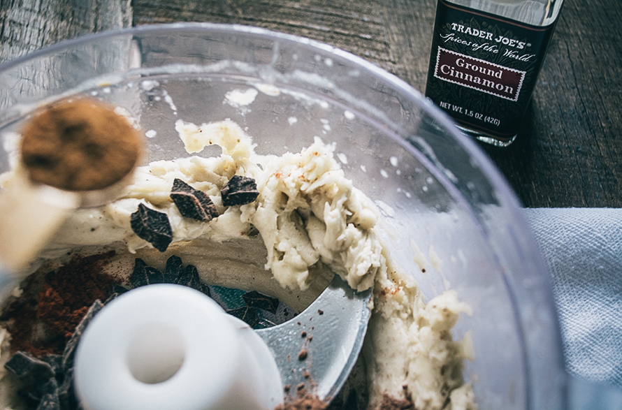 Dark Chocolate Chunk Ice Cream with Cayenne Lemons and Basil