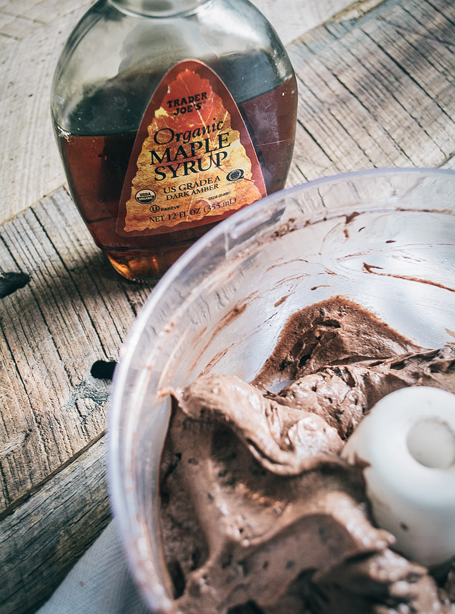 Dark Chocolate Chunk Ice Cream with Cayenne Lemons and Basil