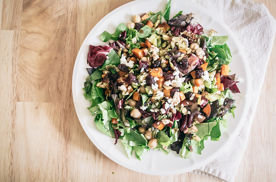 Roasted Sweet Potato and Brussels Sprout Salad Lemons and Basil