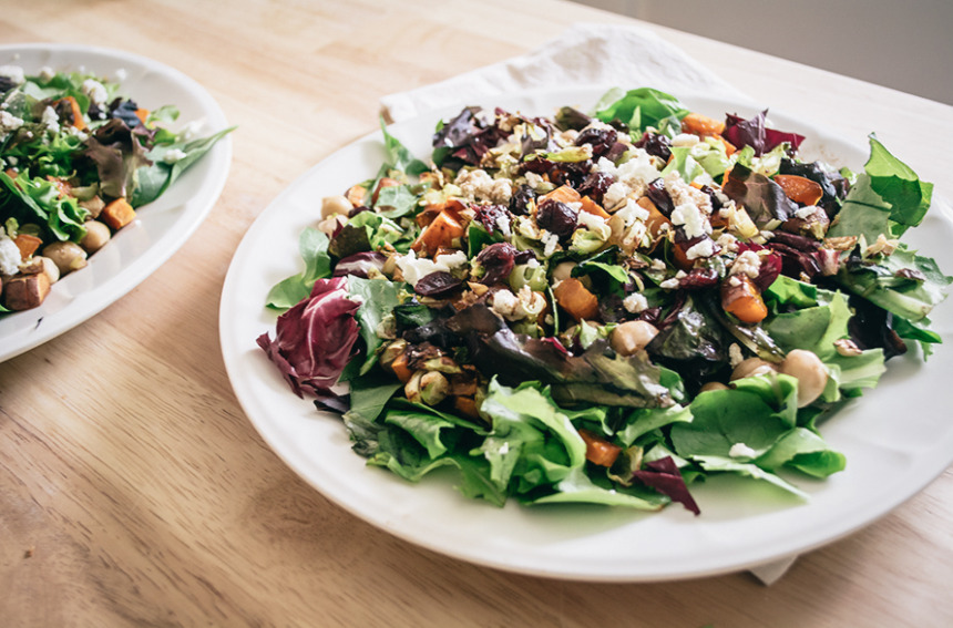 Roasted Sweet Potato and Brussels Sprout Salad Lemons and Basil