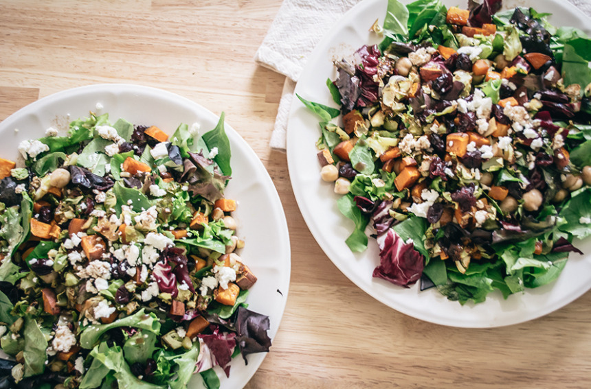 Roasted Sweet Potato and Brussels Sprout Salad Lemons and Basil