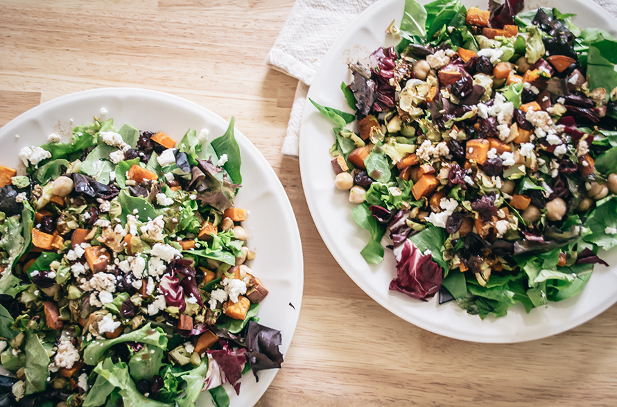 Roasted Sweet Potato and Brussels Sprout Salad Lemons and Basil