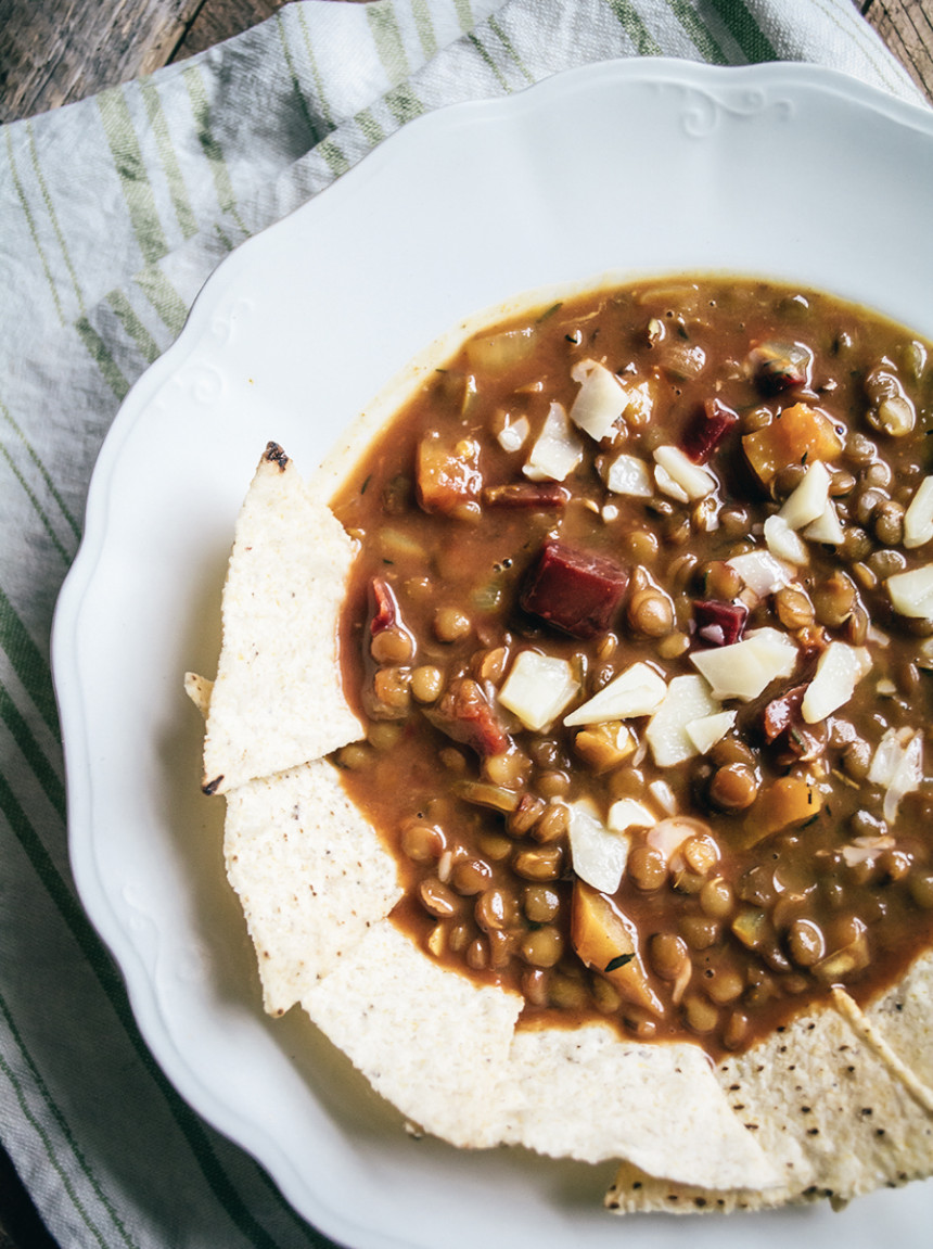 Spiced Lentil Soup with Roasted Beets & Delicata Squash | Lemons and Basil