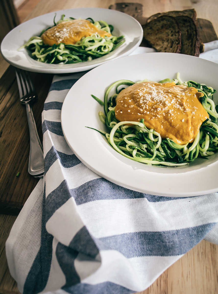 Pumpkin Chipotle Alfredo Zucchini Pasta