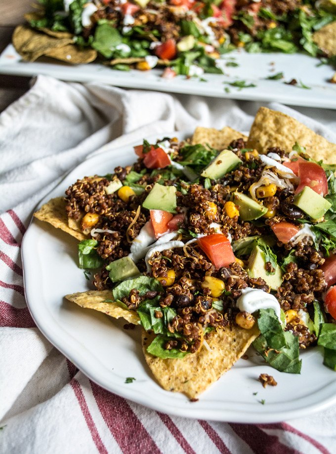 Vegetarian Quinoa and Black Bean Nachos | Lemons and Basil