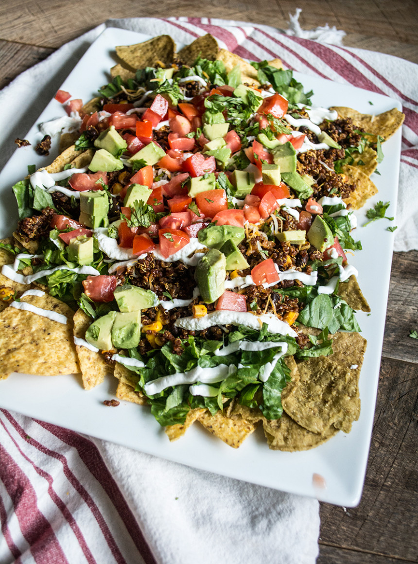 Vegetarian Quinoa and Black Bean Nachos Lemons and Basil