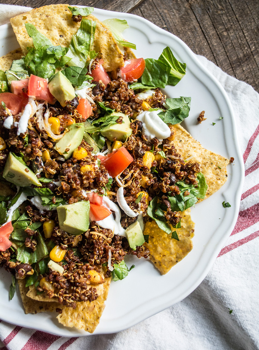 Vegetarian Quinoa and Black Bean Nachos Lemons and Basil