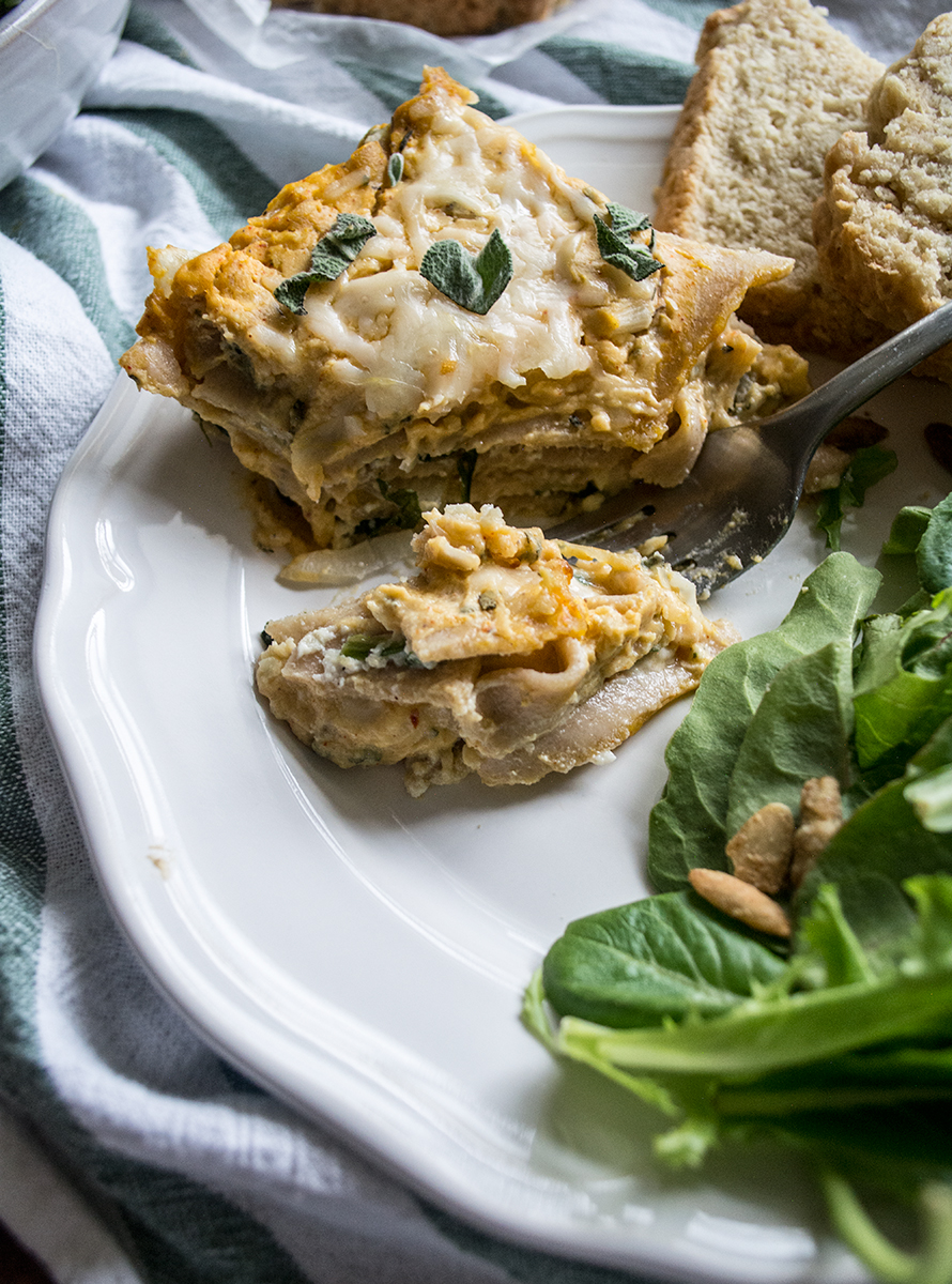 Three Cheese Butternut Squash and Spinach Lasagna | Lemons and Basil