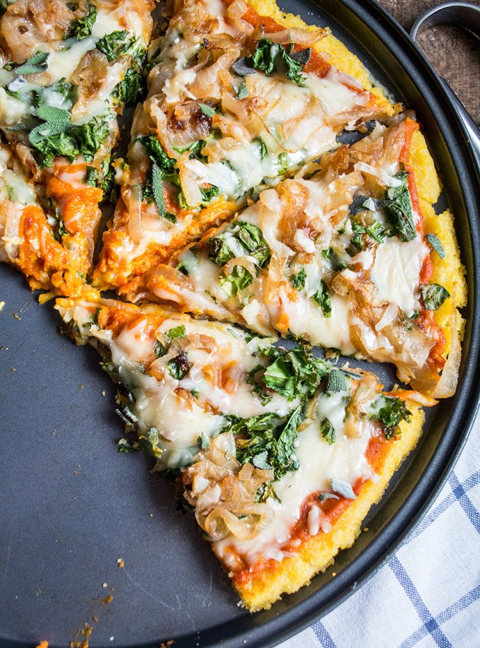 Polenta Pizza with Kabocha Squash and Kale | Lemons and Basil 