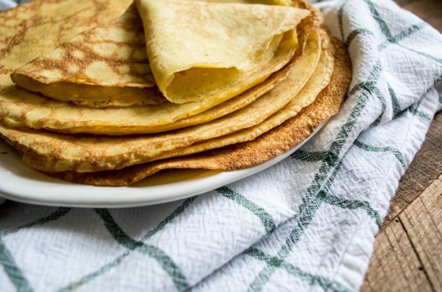 Peach Crepes with Goat Cheese Cream Filling