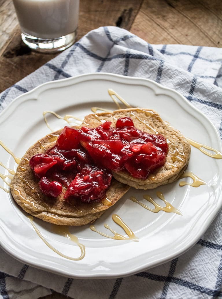 GlutenFree Pancakes with Cranberry Apple Compote Lemons and Basil
