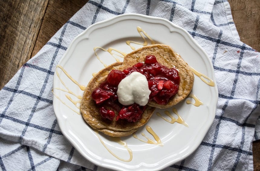GlutenFree Pancakes with Cranberry Apple Compote Lemons and Basil