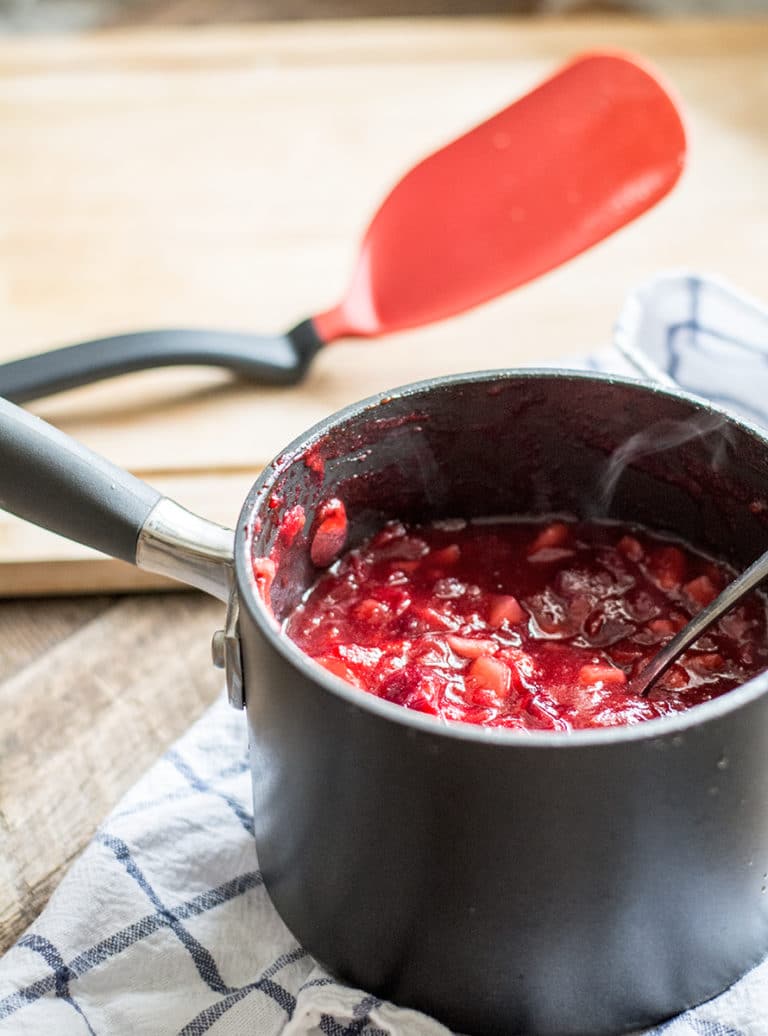 GlutenFree Pancakes with Cranberry Apple Compote Lemons and Basil