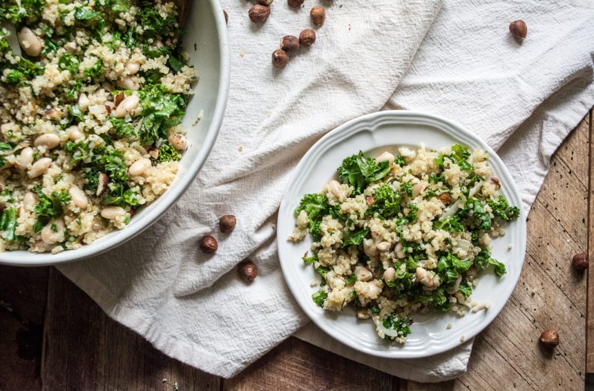 Quinoa White Bean Cheese and Kale Salad Lemons and Basil