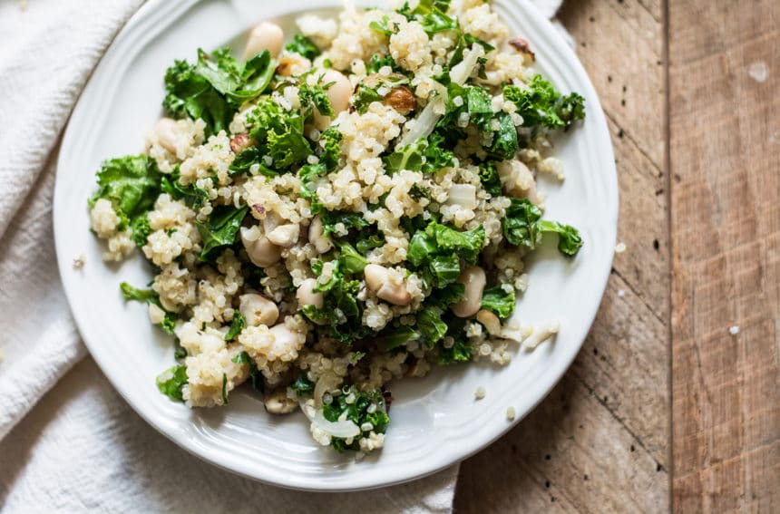 Quinoa White Bean Cheese and Kale Salad Lemons and Basil