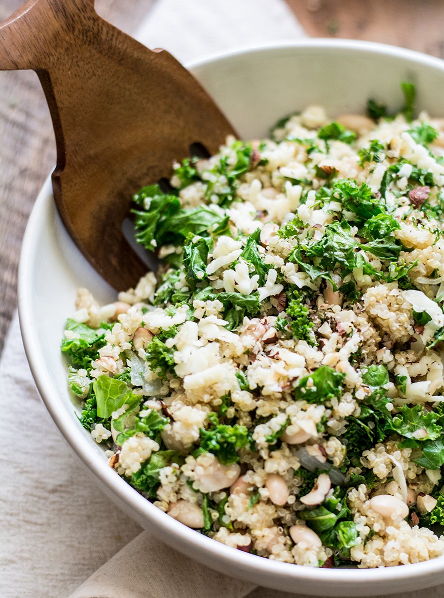Quinoa White Bean and Kale Salad | Lemons and Basil
