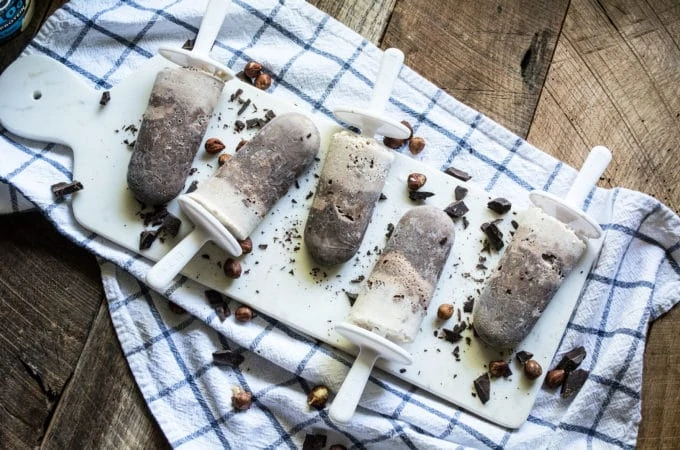ProYo Dark Chocolate and Vanilla Bean Fudge Pops with Chocolate Hazelnut Butter | Lemons and Basil