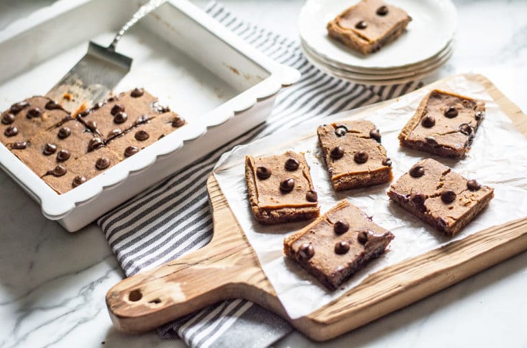 Healthy Chocolate Chip Fudgy Brownie Bars + Vegan Lemons and Basil