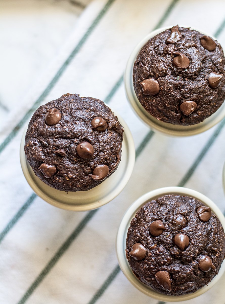 Double Chocolate Zucchini Muffins with Local Honey | Lemons and Basil