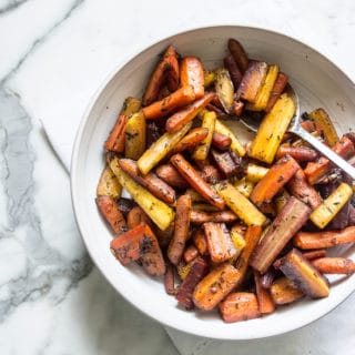 Garlic Herb Roasted Carrots with Honey Balsamic Glaze | Lemons and Basil