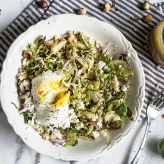 Brussels Sprouts Breakfast Bowl with Poached Eggs | Lemons and Basil