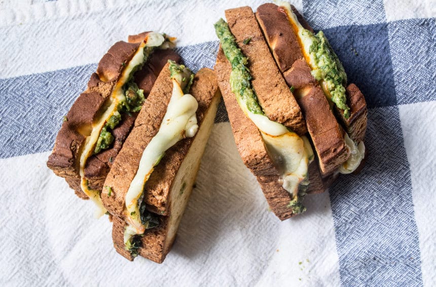 Easy Spinach Pesto Grilled Cheese Sandwiches Lemons and Basil