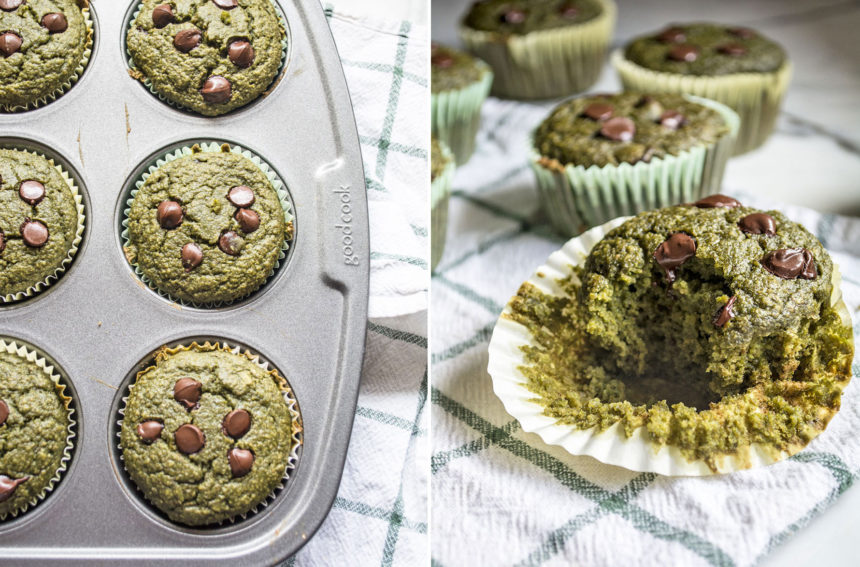 Green Smoothie Chocolate Chip Muffins Lemons and Basil