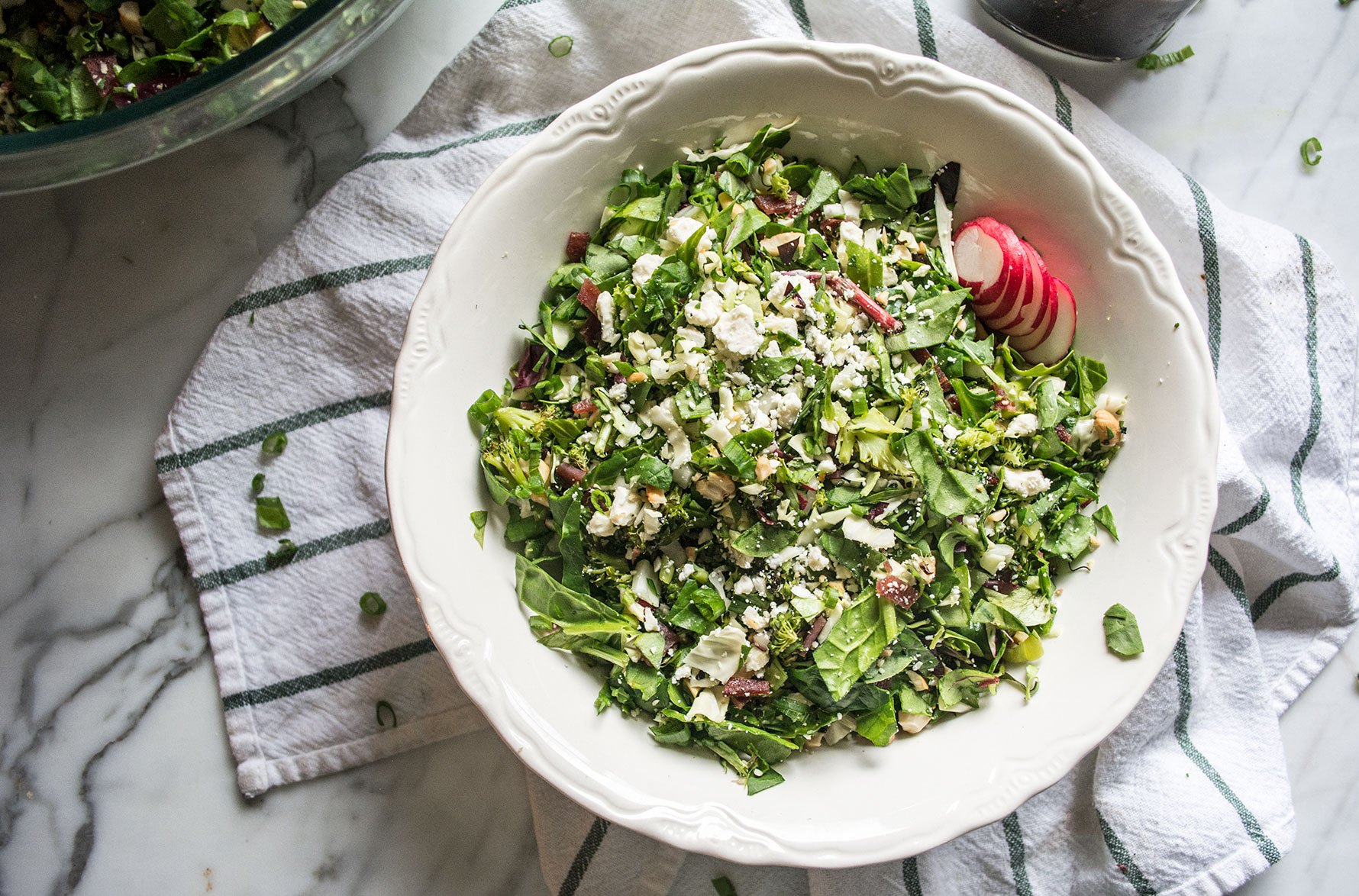 Roasted Broccoli Blue Cheese and Bacon Chopped Salad | Lemons and Basil