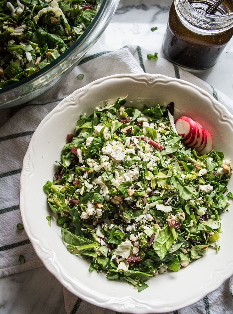 Roasted Broccoli Blue Cheese and Bacon Chopped Salad | Lemons and Basil